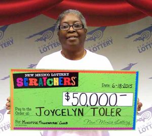 Joycelyn Toler, winner of $50,000 Monopoly Millionaires’ Club™ Scratcher prize