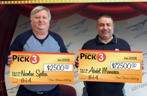 Nicolae (Nick) Spilca, winner of $2,500 Pick 3 prize and Abdel (Joe) Manasra, winner of $72,500 Pick 3 prize