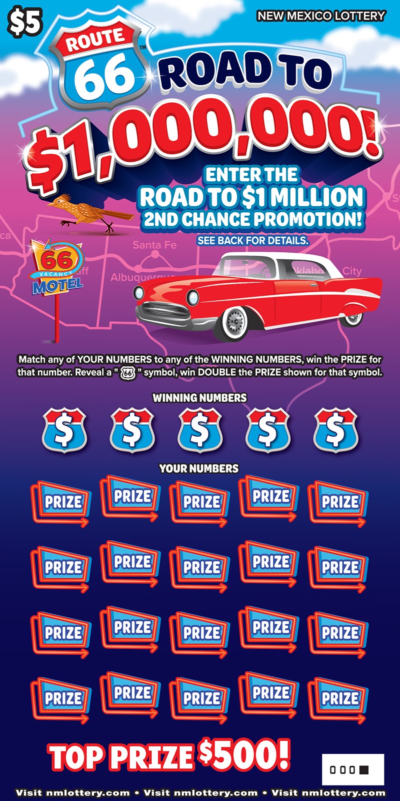 Route 66™ Road to $1,000,000! Scratcher