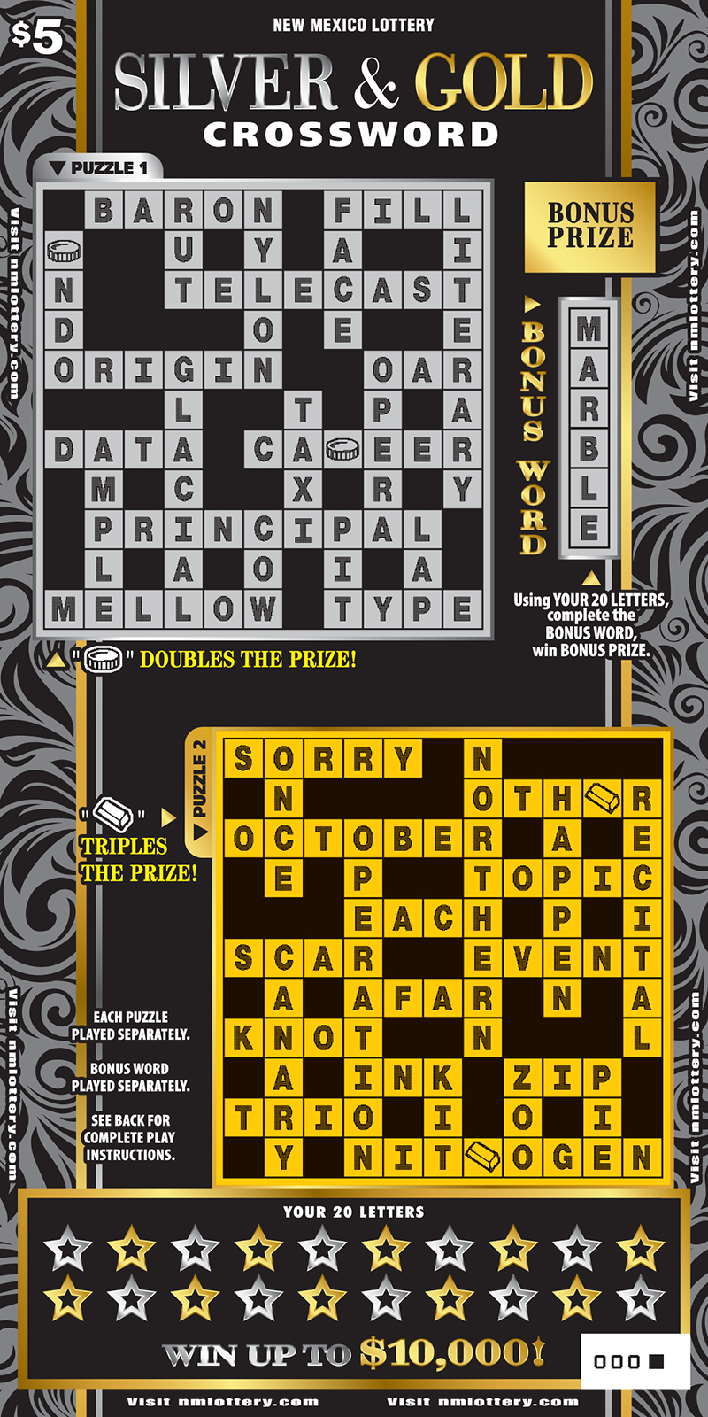 Silver & Gold Crossword Scratcher