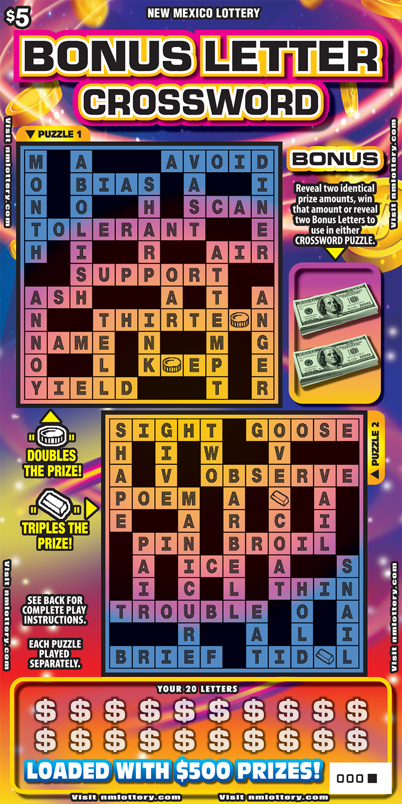 Bonus Letter Crossword Scratcher