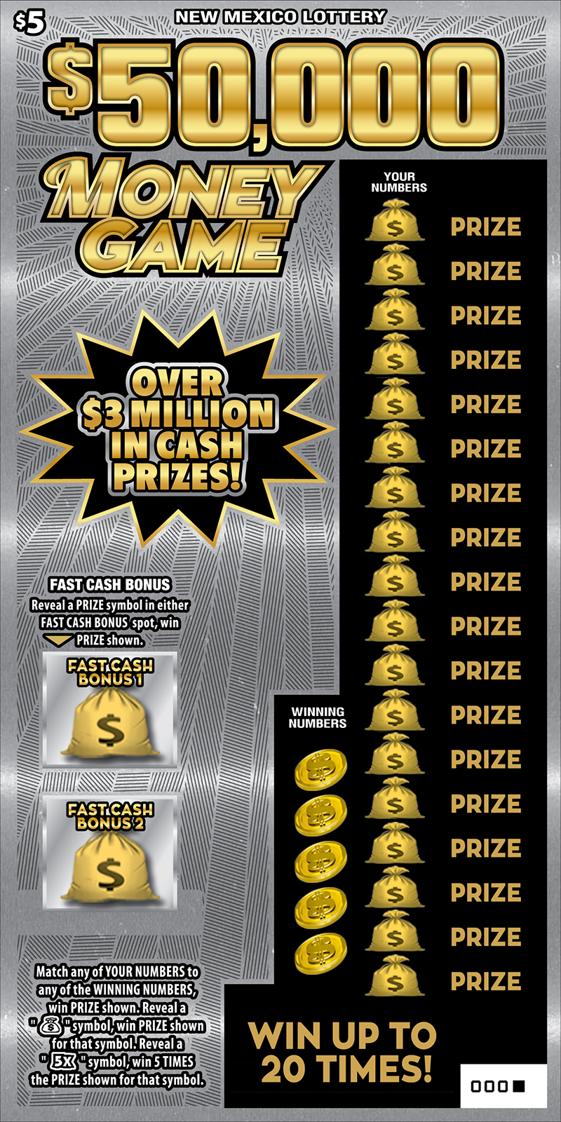 $50,000 Money Game Scratcher