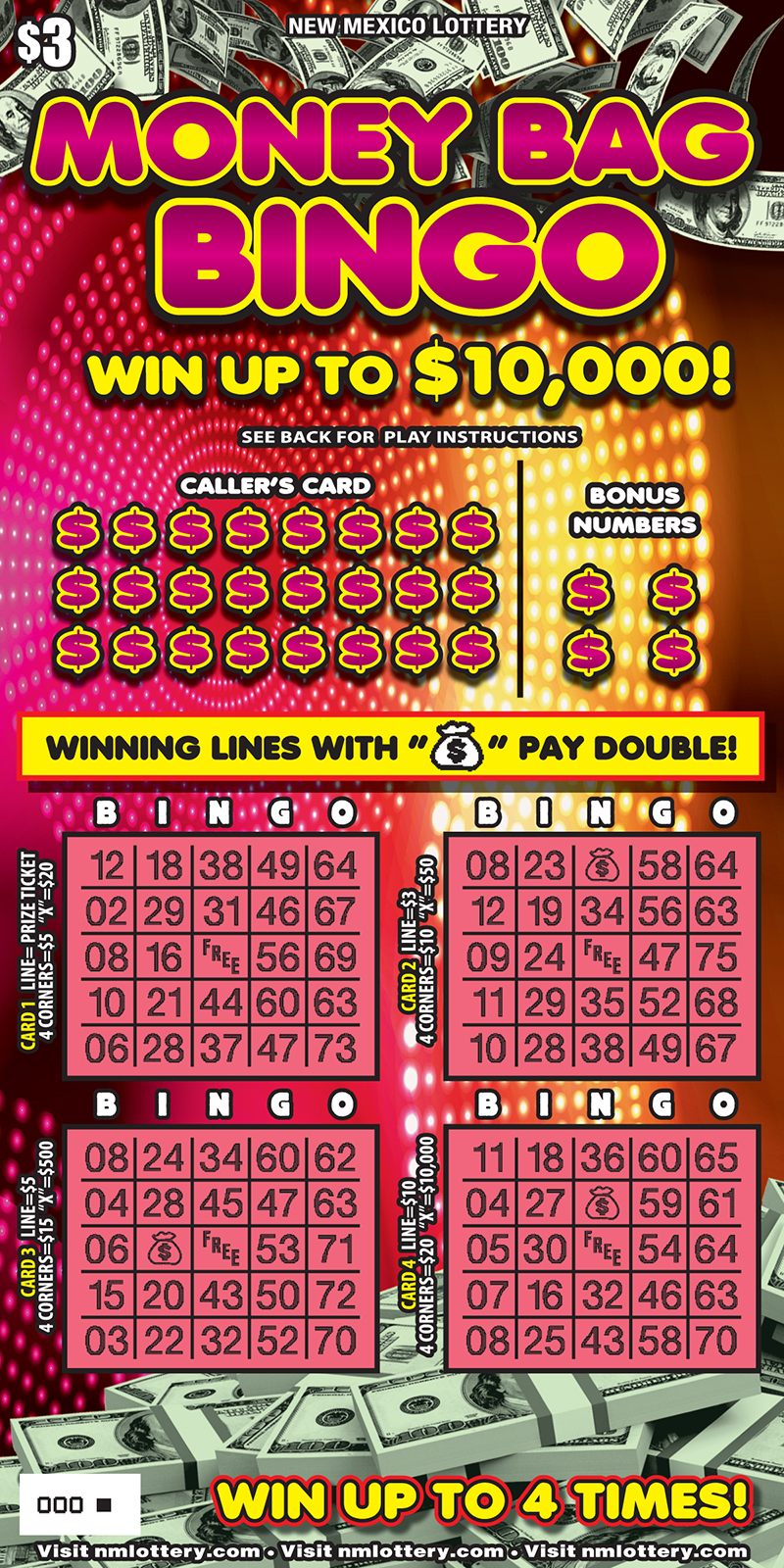 Money Bag Bingo Scratcher