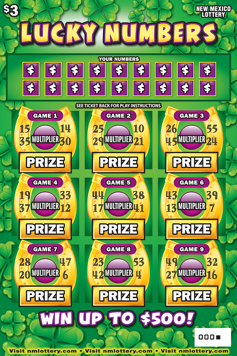 Lucky Numbers scratcher game from New Mexico Lottery