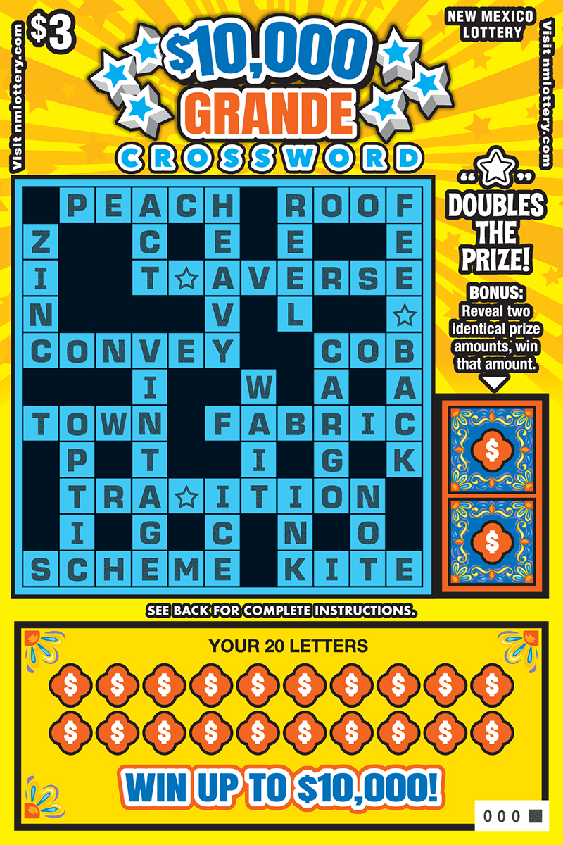 $10,000 GRANDE CROSSWORD scratch-off ticket