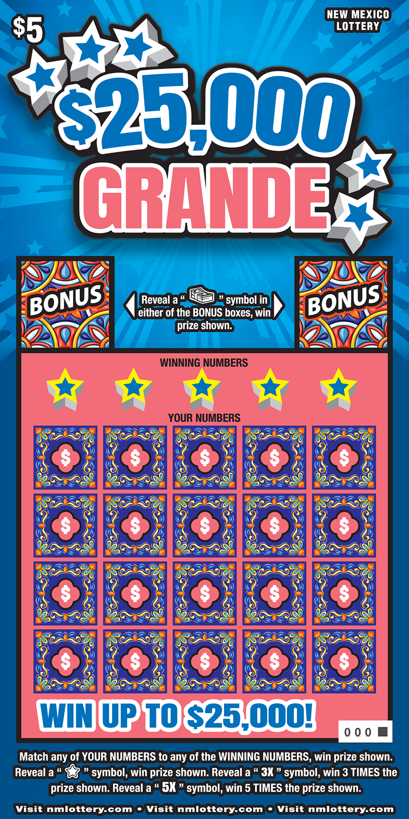$25,000 GRANDE scratch-off ticket